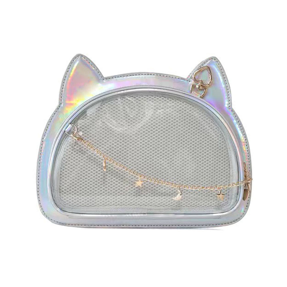 Luxury Bags Japan - 日本のかわいい猫痛バッグクロスボディ新しい高級 Pu レザー女性ガールズファッションショルダーバッグクリアウィンドウロリータメッセンジャーバッグ