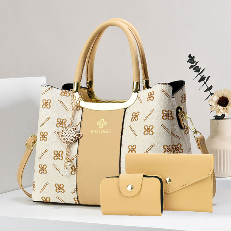 Luxury Bags For Women - ライトラグジュアリー高級プリントハンドバッグ（女性用）、3ピースレディースバッグセット、通勤や日常レジャーに最適な多機能女性用バッグ