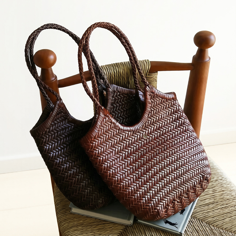 Luxury Bags 2026 - 手織りレザートートバッグ女性用高級デザイナーハンドバッグと財布2026年新作牛革製インナーポケット付き脇の下ショルダーバッグ