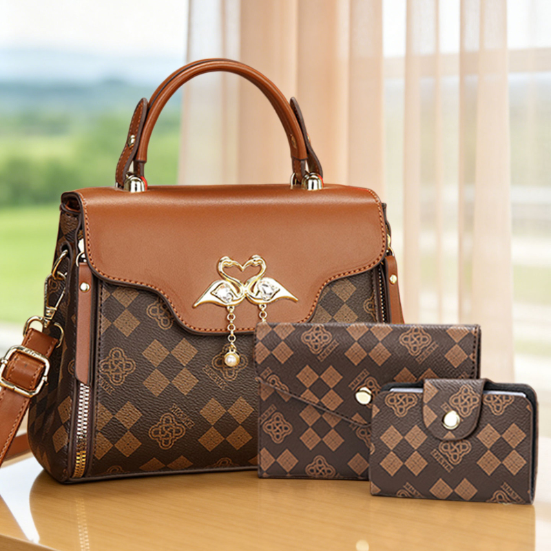 Luxury Bags For Women - 3ピース女性用バッグセット、軽量高級プリント柄女性用クロスボディバッグ、シングルショルダーなど多様な持ち方が可能