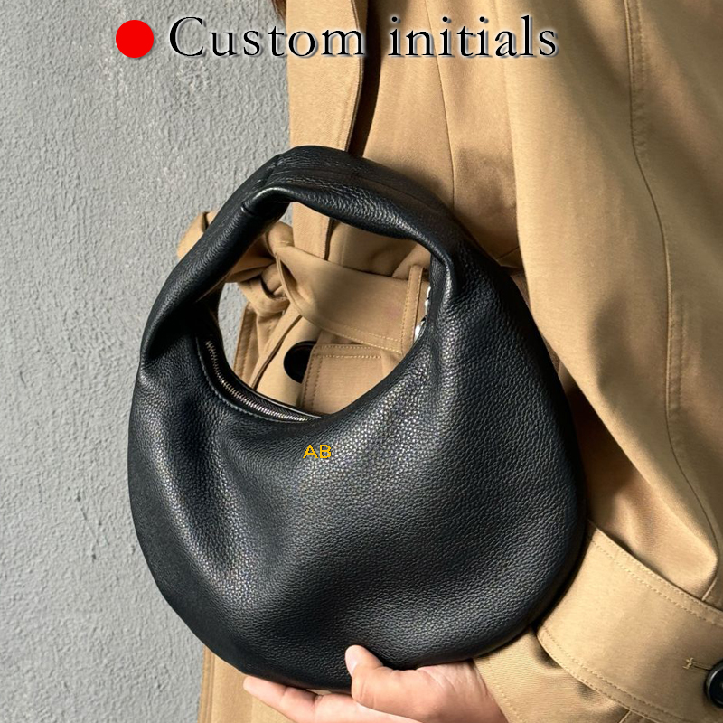 日本風カスタムイニシャルレザーハーフムーンバッグ女性用高級デ - Luxury Bags Japan のレビューと価格