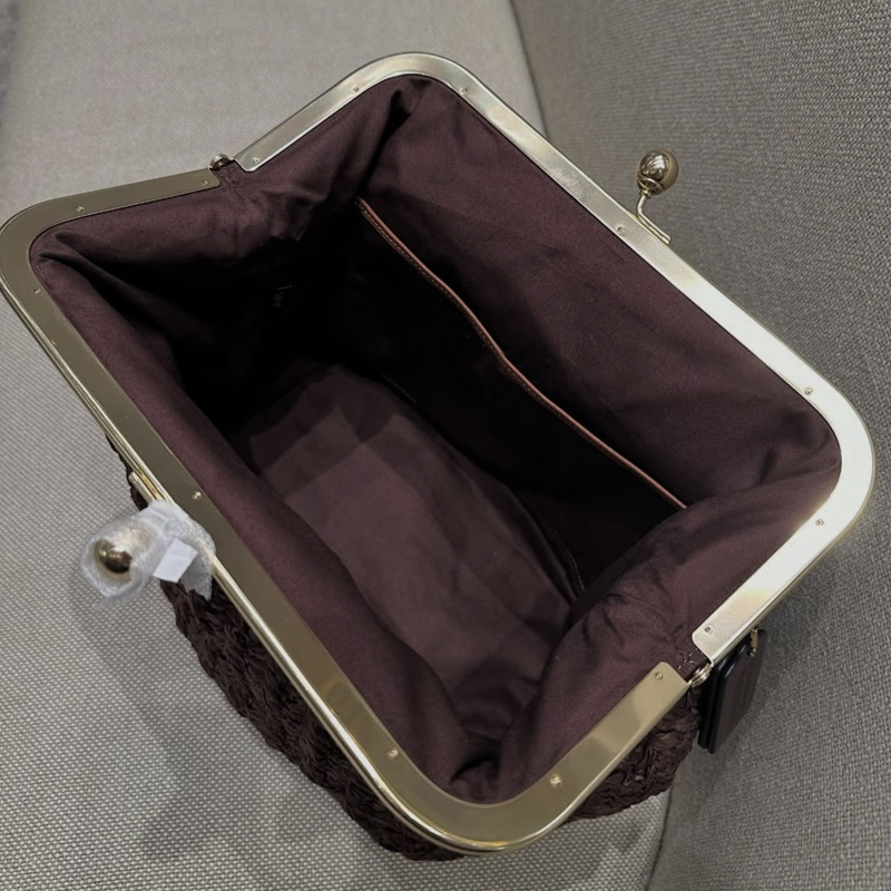 手織りキスロックフレームショルダーラフィアビーチバッグ女性用 - Luxury Bags 2026 のレビューと価格