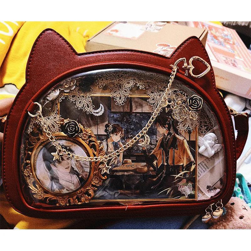 日本のかわいい猫痛バッグクロスボディ新しい高級 Pu レザー - Luxury Bags Japan のレビューと価格