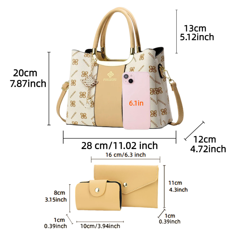 ライトラグジュアリー高級プリントハンドバッグ（女性用）、3ピ - Luxury Bags For Women のレビューと価格