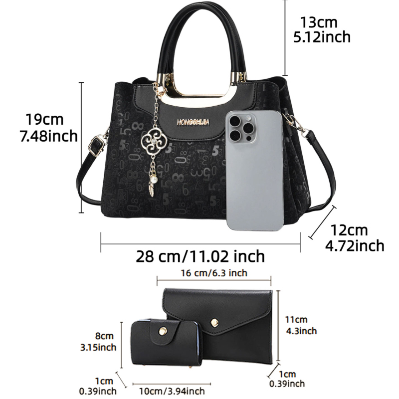 3ピースファッションレディースハンドバッグセット、女性用ライ - Luxury Bags For Women のレビューと価格