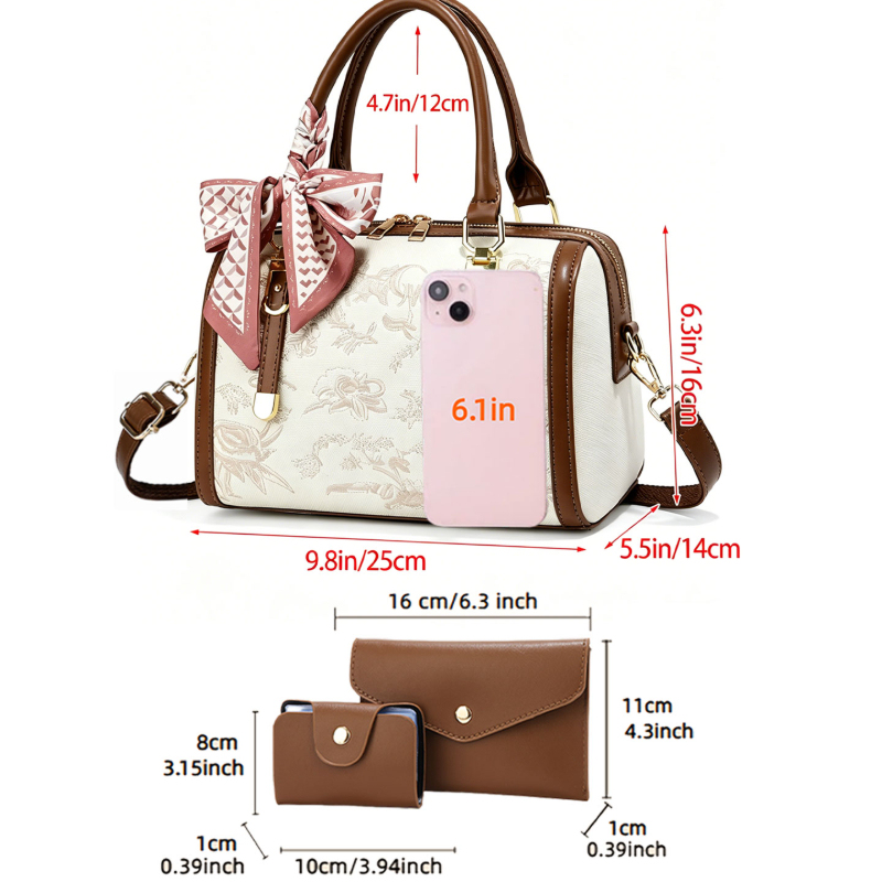 軽やかな高級感の刺繍入りレディースハンドバッグ、3点セットの - Luxury Bags For Women のレビューと価格