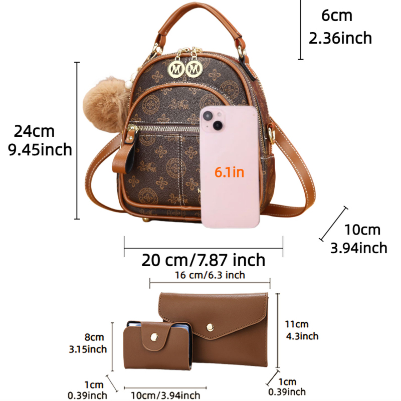 3点セット レディースバッグ、軽量高級プリントミニバックパッ - Luxury Bags For Women のレビューと価格