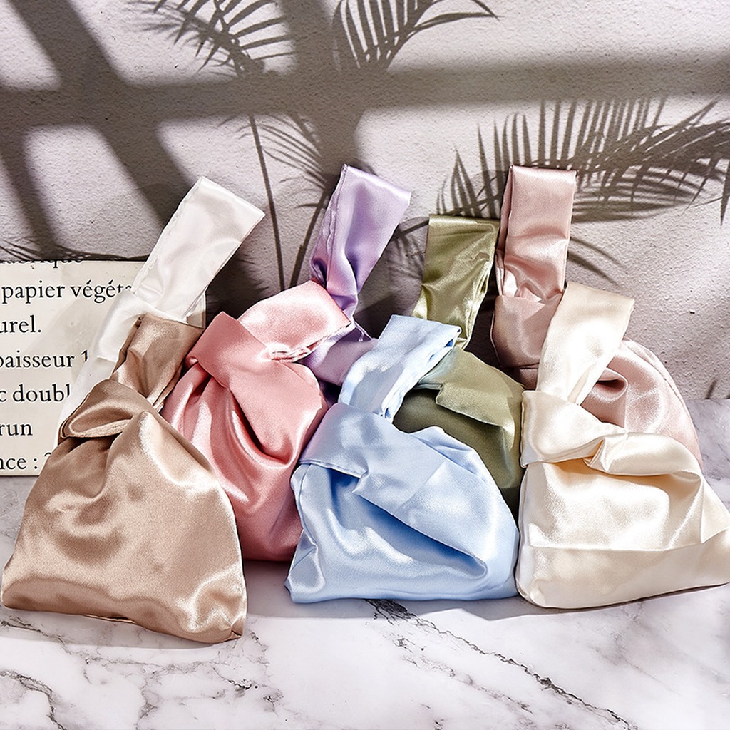 女性シルクサテンノットリストバッグ日本製ミニトートハンドバッ - Luxury Bags Japan のレビューと価格