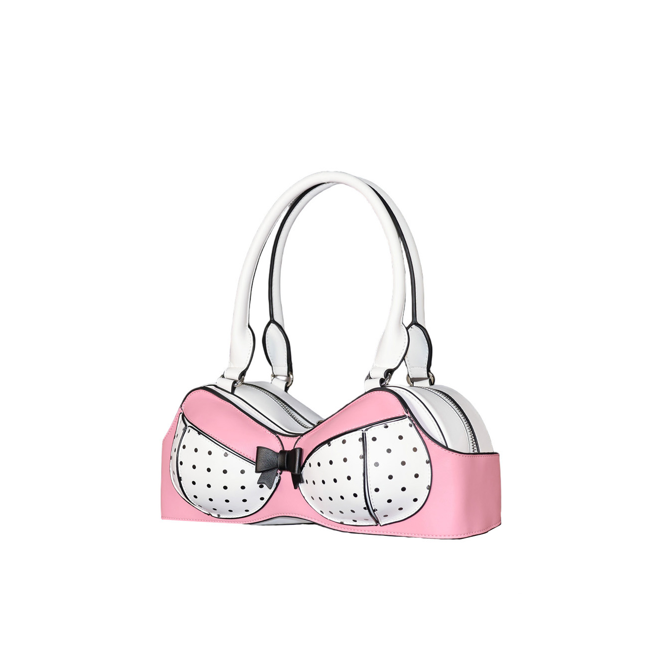 面白いユニークなブラ型ハンドバッグ、水玉模様のリボン付き財布 - Luxury Bags Girls のレビューと価格