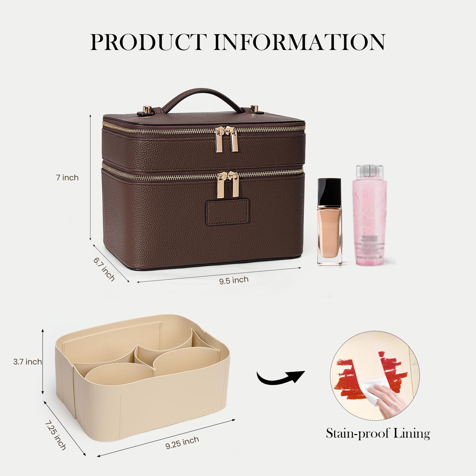 大容量二層式高級化粧ポーチ 旅行用トップハンドル付きポータブ - Luxury Bags Quality のレビューと価格