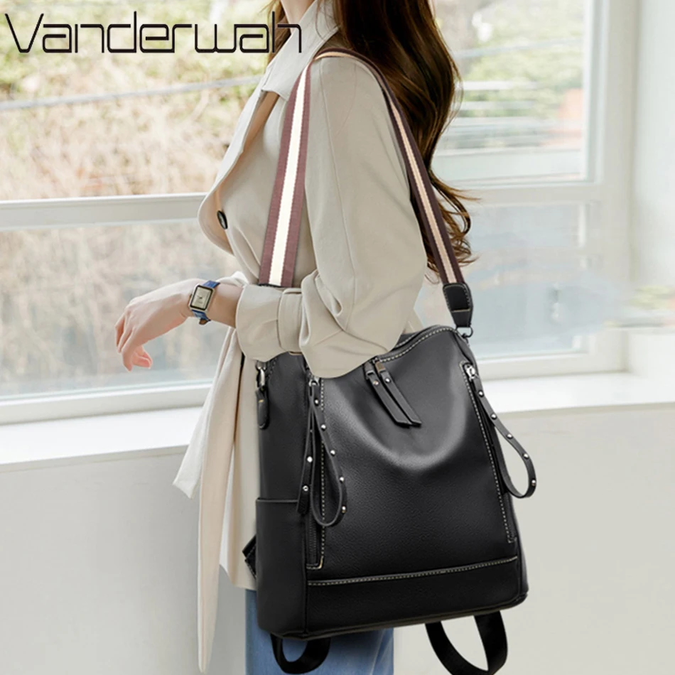 デラックスブランドのソフトレザーバックパック,防水,プレッピ - Luxury Bags Quality のレビューと価格