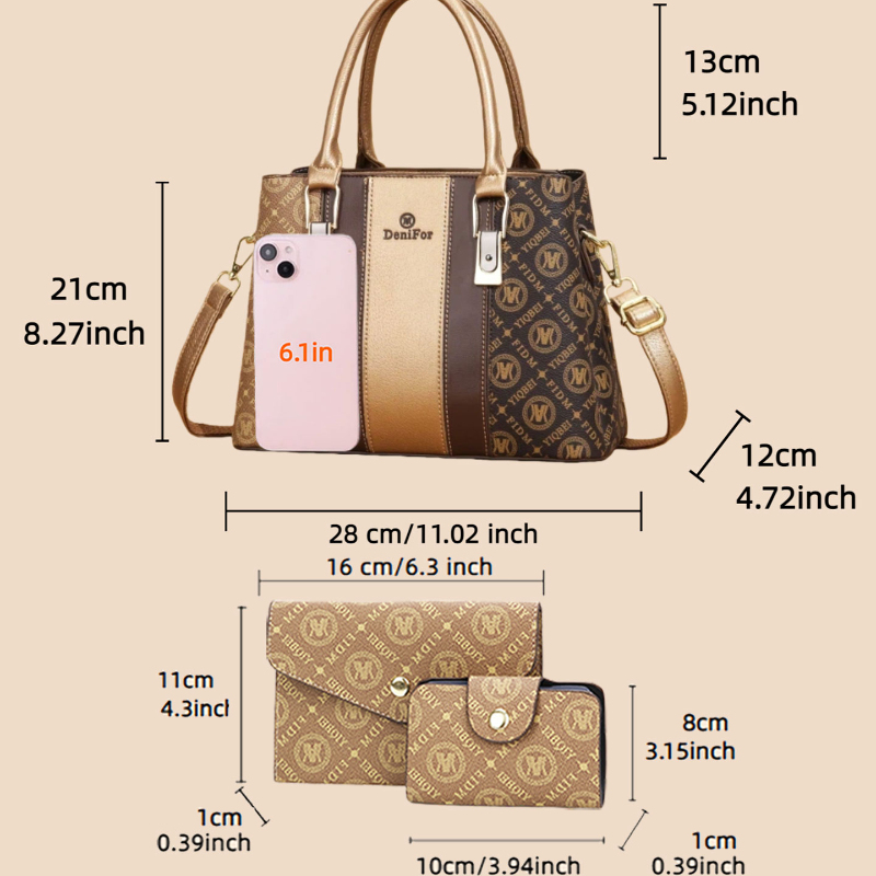 3点セットの女性用ハンドバッグ、スプライスデザイン、軽量高級 - Luxury Bags For Women のレビューと価格